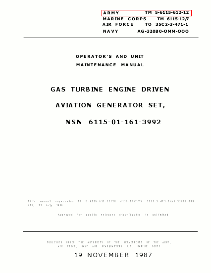 TM 5-6115-612-12 Technical Manual